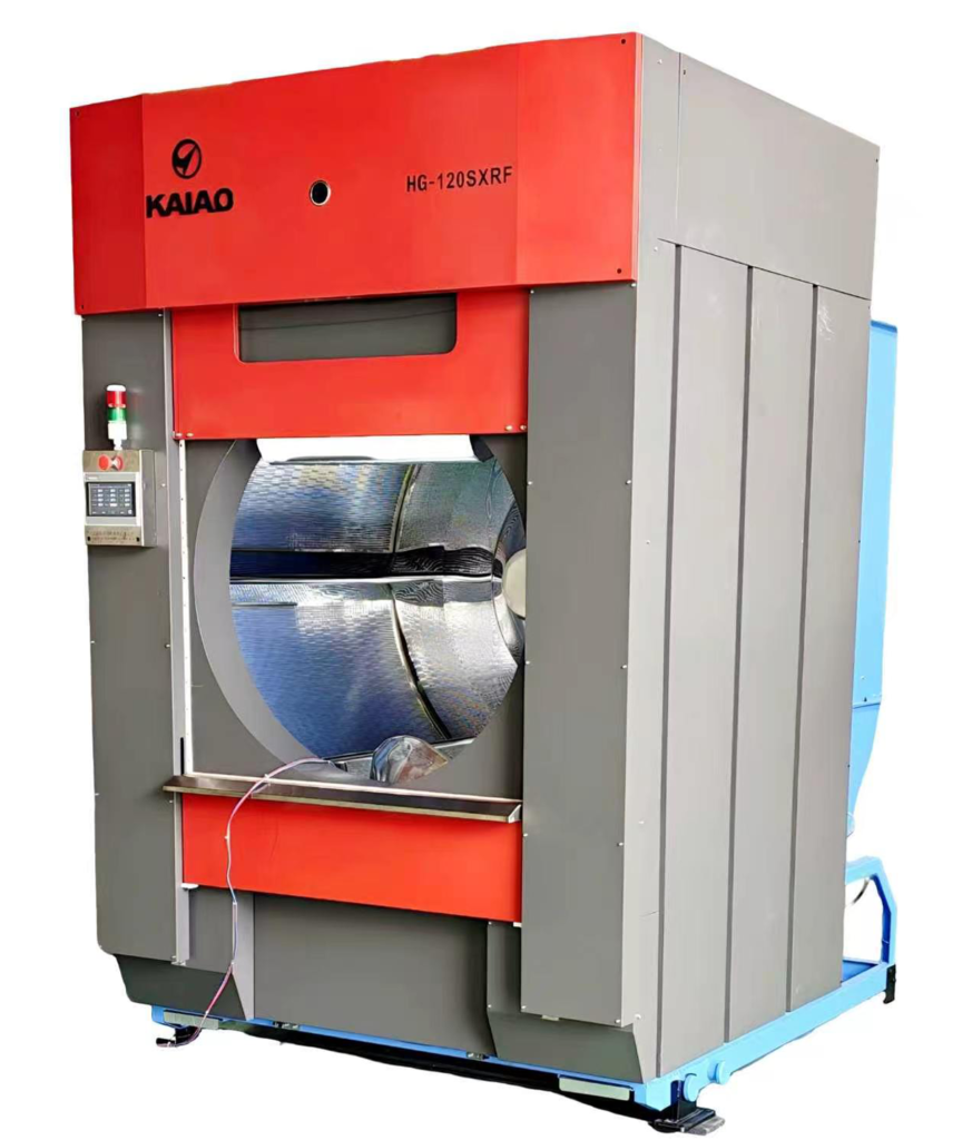 HG-120SXRF stacked gas industrial dryer with front air intake and large opening doors by Shanghai Kaiao